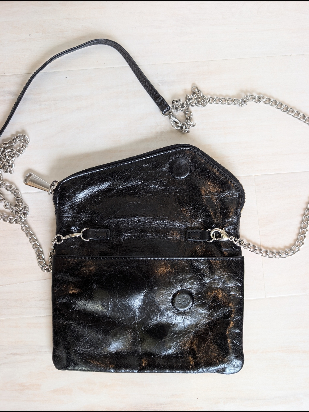 HOBO Daria Black Leather Convertible Shoulder Crossbody And Clutch Evening Bag - Picture 2 of 13